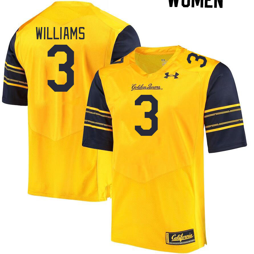 Women #3 Nohl Williams California Golden Bears College Football Jerseys Stitched Sale-Gold